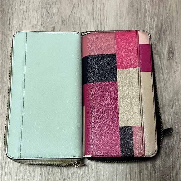 kate spade Colorblock Zip Wallet in Mint, Pink & Navy - Picture 2 of 10